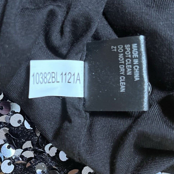 Alex Marie Sequined Blouse Stretch Short Sleeve Lined Party Top Black Womens XL - Picture 10 of 16